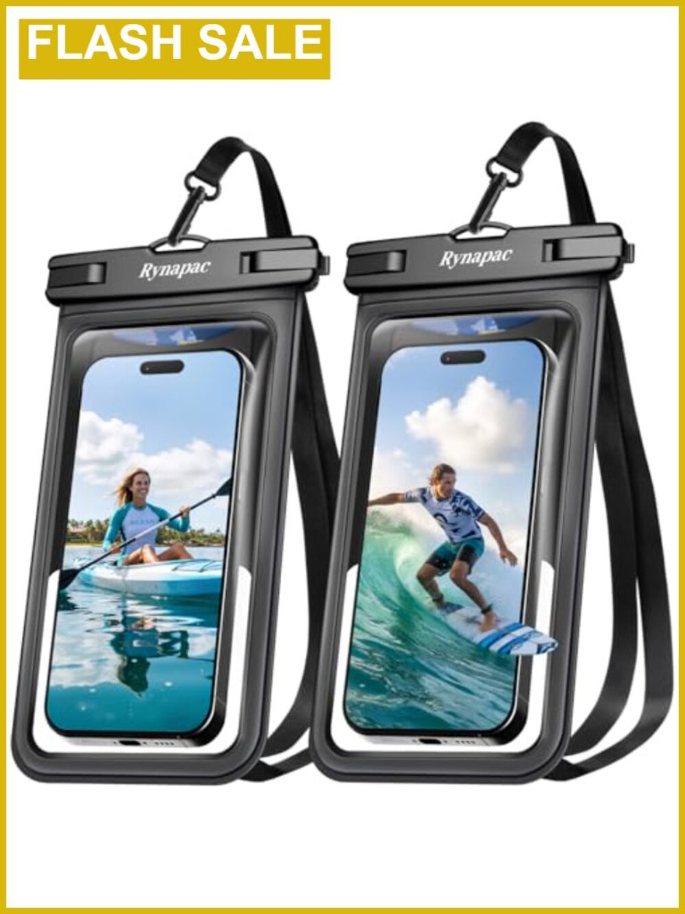 IPX8 Waterproof Phone Pouch 2 Pack 8.5" Dry Bag w Lanyard Beach Cruise